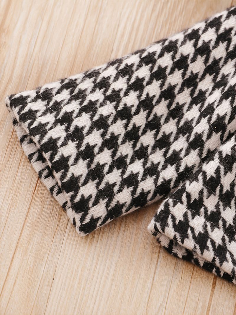 3db Bébi Cardigan Houndstooth Hosszú Ujjú Ruha