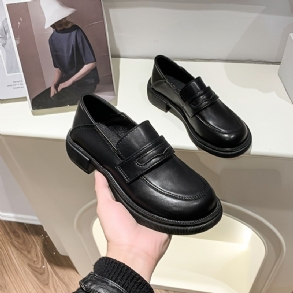 Női Slip On Tömör Műbőr Naplopók Lányok Lolita Cipők College Gothic Platform Minőségi