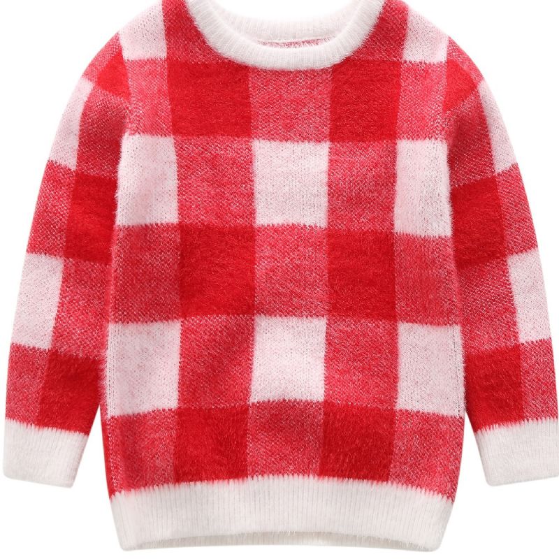 Bébi Lányok Geometric Pattern Preppy Pullover Meleg Pulóver Gyerekeknek