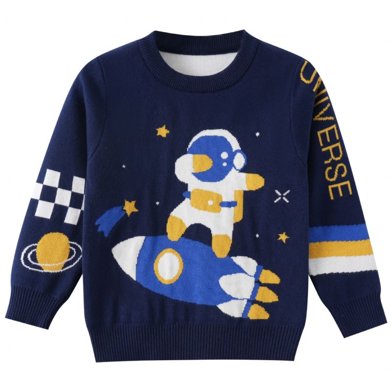 Fiúk Rajzfilm Kötött Pulóver Gyerekruhák Space Astronaut Pattern