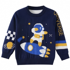 Fiúk Rajzfilm Kötött Pulóver Gyerekruhák Space Astronaut Pattern