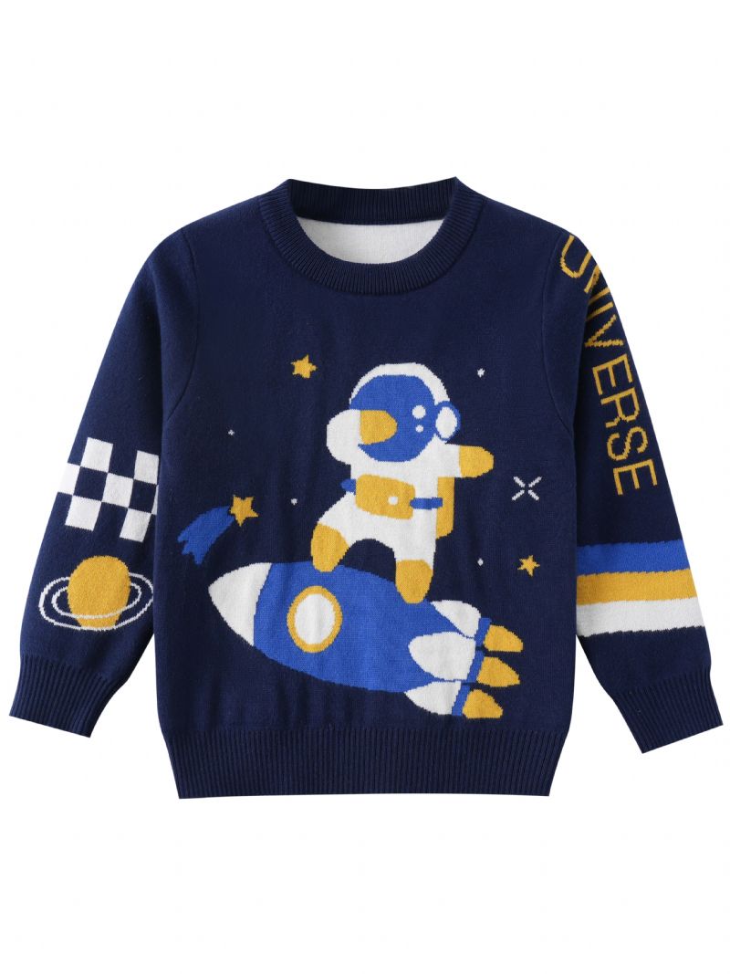 Fiúk Rajzfilm Kötött Pulóver Gyerekruhák Space Astronaut Pattern