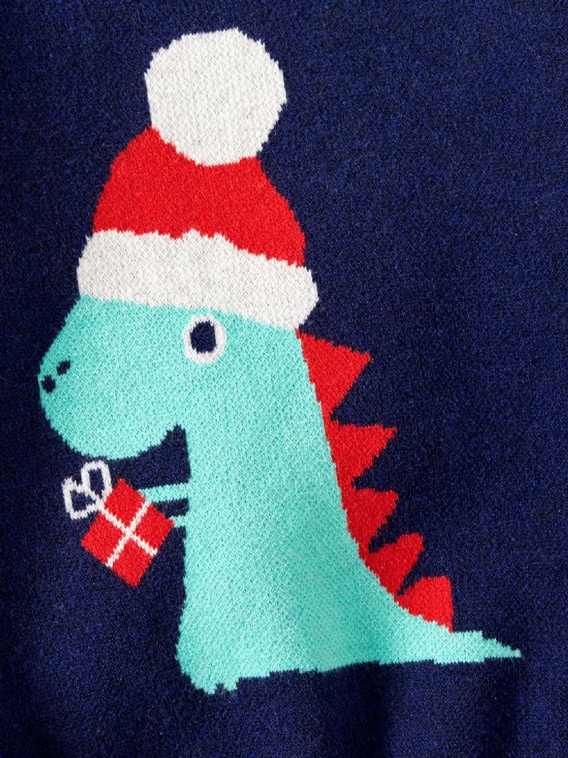 Gyerek Lányok Fiúk Nyakú Pulóver Dinoszaurusz Mintával Téli Karácsonyi Gyerekruhákhoz