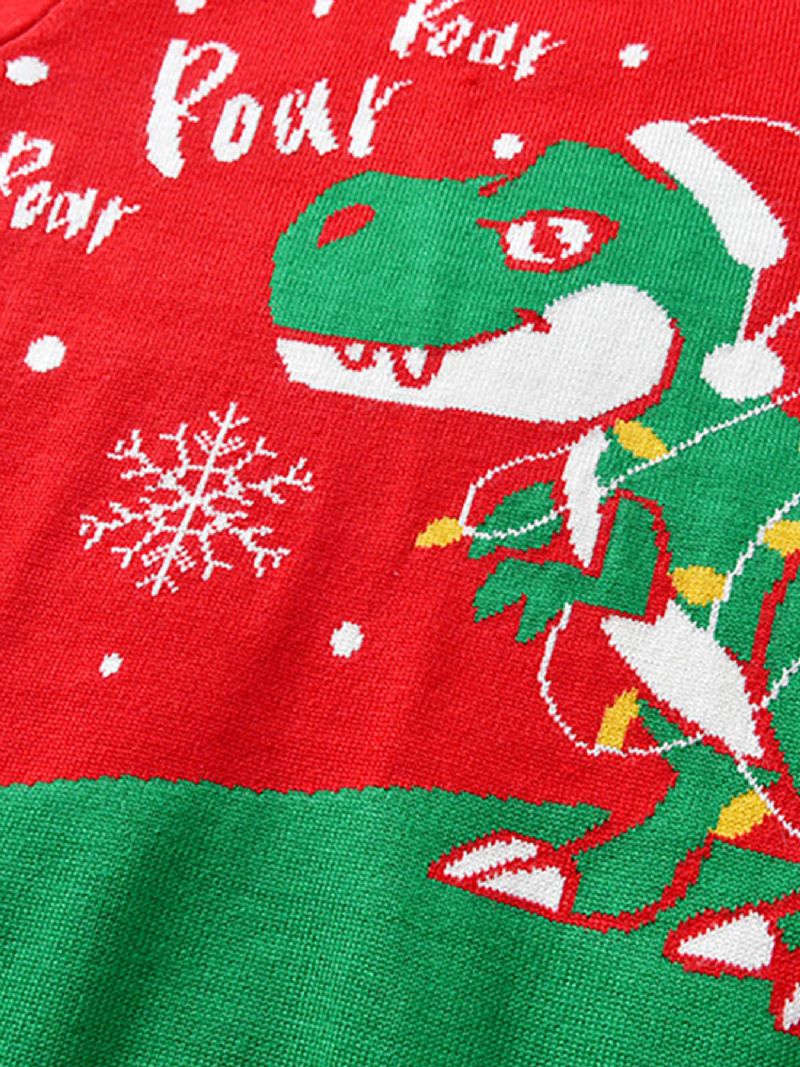 Karácsonyi Gyerekek Aranyos Rajzfilm Dinosaur Crew Nyakú Kötött Pulóver