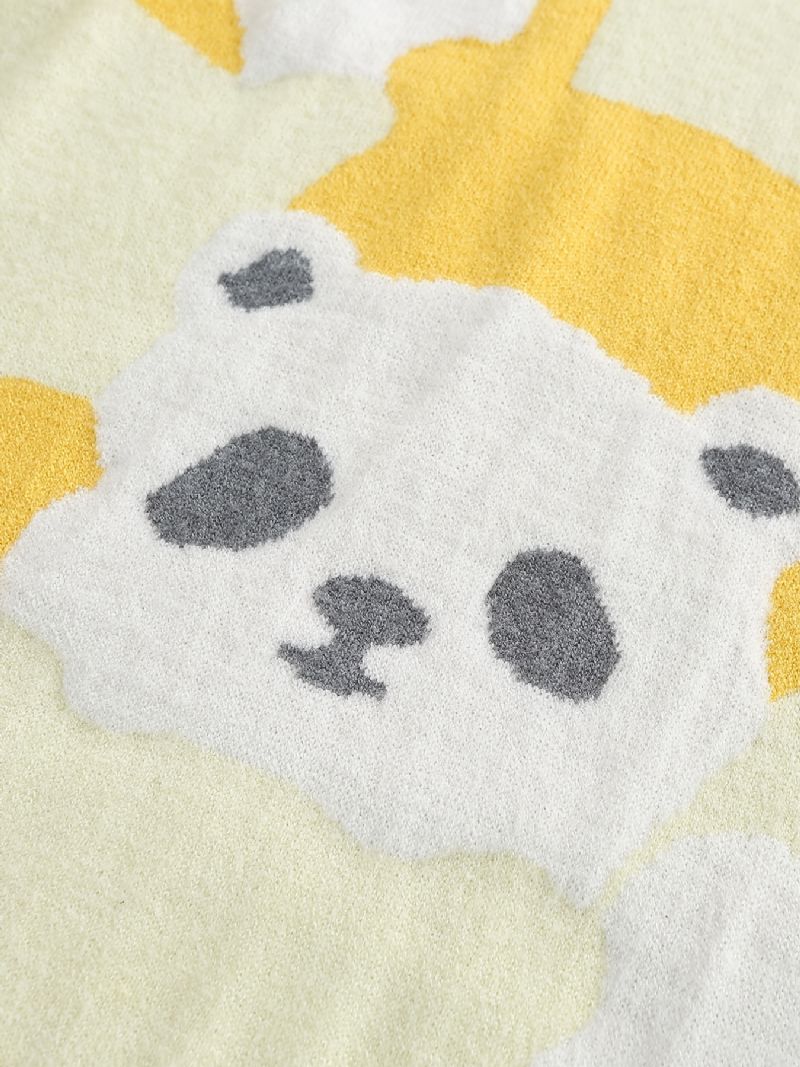 Lányok Panda Mintás Hosszú Ujjú Pulóver Téli Gyerekruhákhoz