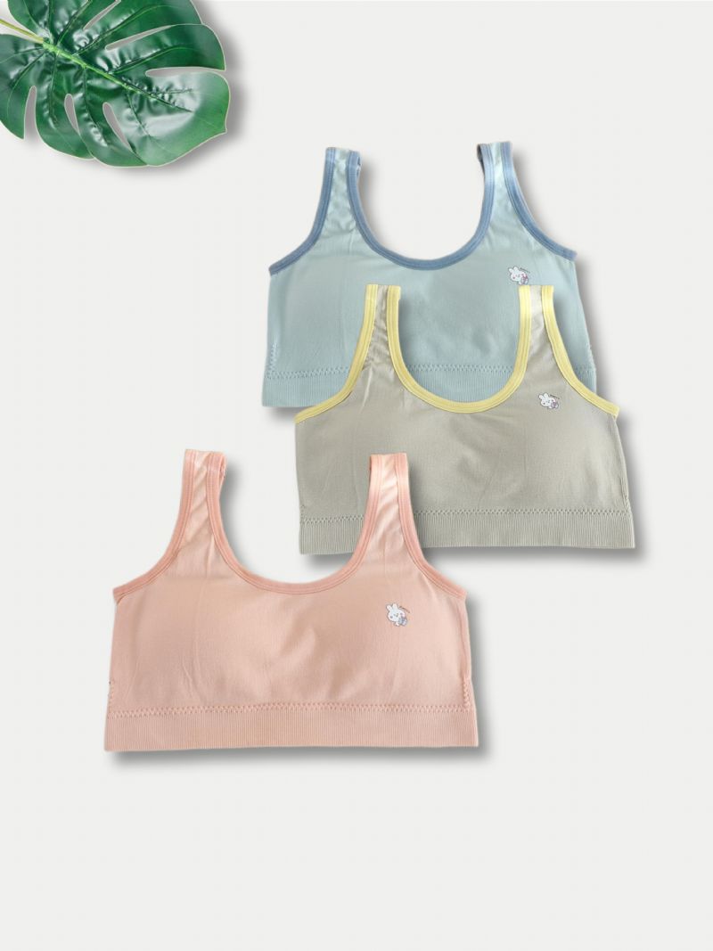 3db Lányok Puha Melltartó Rabbit Print Comfort Sportmellény Camisole Kivehető Párnás Gyerek Fehérneművel