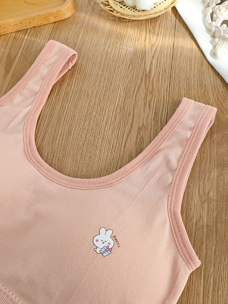 3db Lányok Puha Melltartó Rabbit Print Comfort Sportmellény Camisole Kivehető Párnás Gyerek Fehérneművel