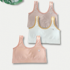 3db Lányok Puha Sportmelltartó Nyúl Mintás Comfort Camisole Mellény Levehető Párnával