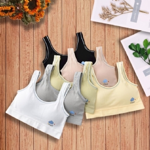 6db Lányok Puha Melltartó Rajzfilm Cloud Print Sport Mellény Camisole Kivehető Párnával Gyerek Fehérnemű