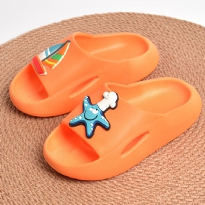 Aranyos Narancssárga Rajzfilm Gyerekeknek Starfish Slides Kényelmes Csúszásmentes Papucs Strandcipők
