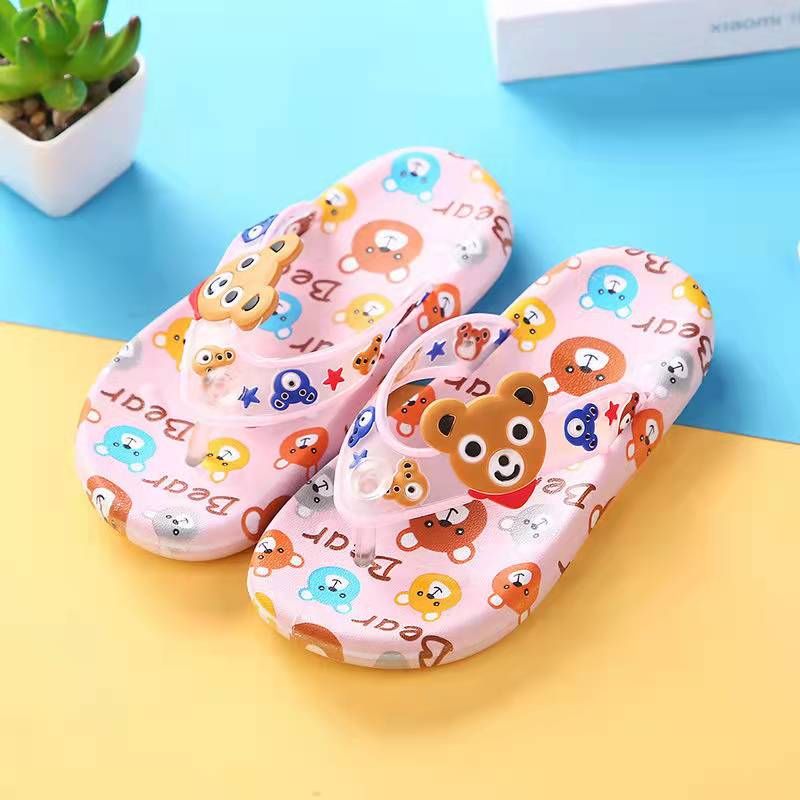 Bébi Fiúk Cartoon Bear Print Flip-flop Papucs Otthoni Szabadtéri Strandra