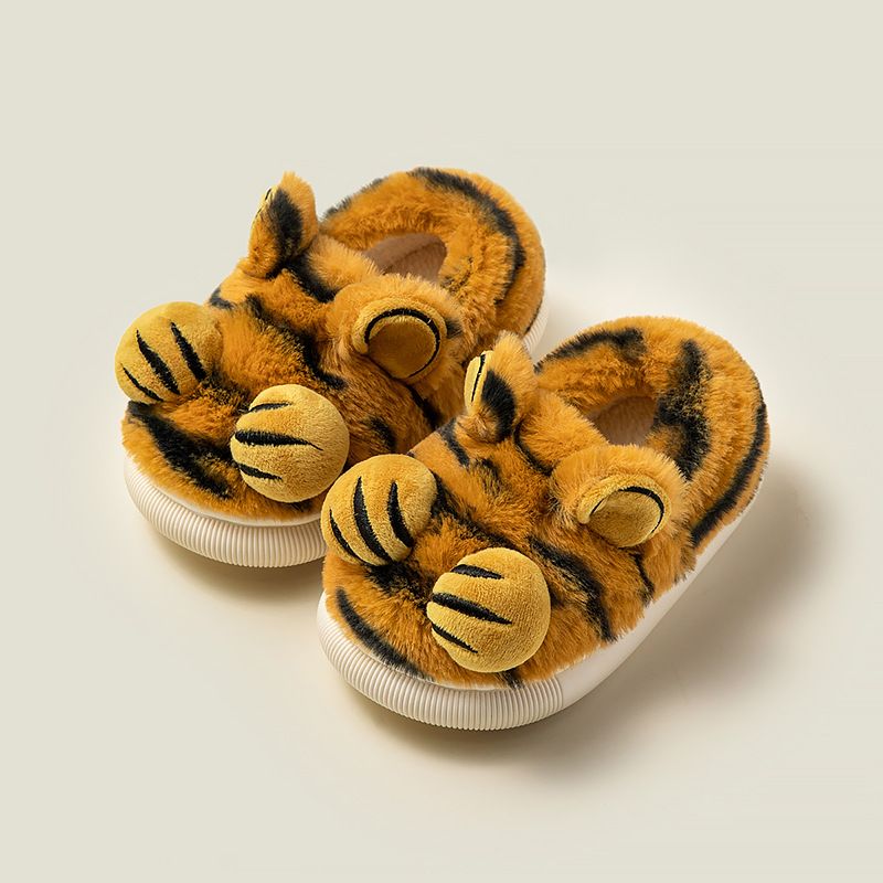 Bébi Lányok Fiúk Tiger Design Puha Talpú Csúszásgátló Gyapjú Papucs Cipő Télre