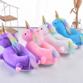 Lányok Unicorn Design Papucsok Puha Talpú Csúszásgátló Termikus Beltéri Cipők Télre
