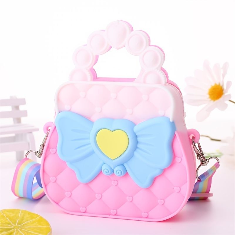 Gyerek Lány Szilikon Kézitáska Princess Bow Messenger Bag Érme Pénztárca Crossbody Táska