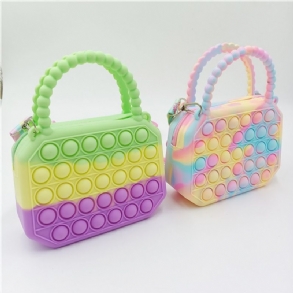 Lány Push Pop Buborék Kinyomható Táska Colorblock Kids Újdonság Crossbody Játék Baba Aranyos