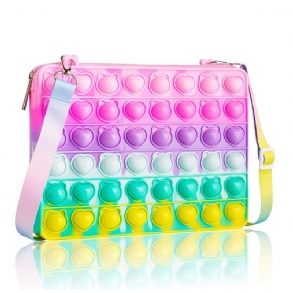 Lány Push Pop Buborék Kinyomható Táska Colorblock Kids Újdonság Crossbody Játék Baba Aranyos