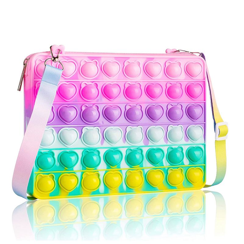 Lány Push Pop Buborék Kinyomható Táska Colorblock Kids Újdonság Crossbody Játék Baba Aranyos