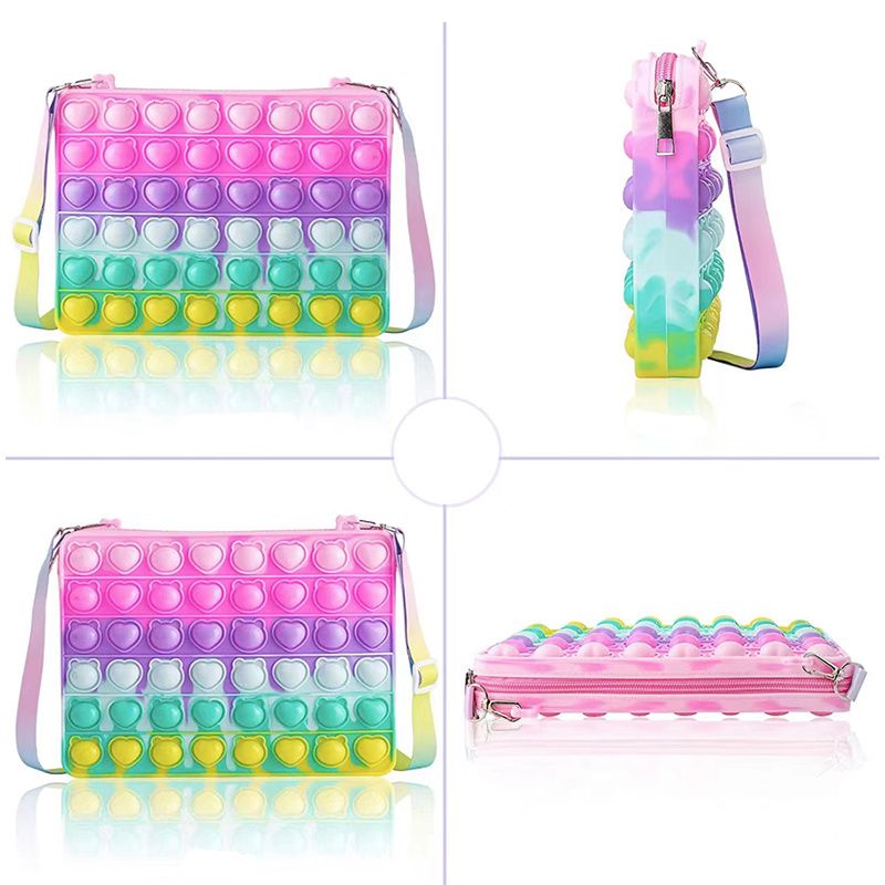 Lány Push Pop Buborék Kinyomható Táska Colorblock Kids Újdonság Crossbody Játék Baba Aranyos