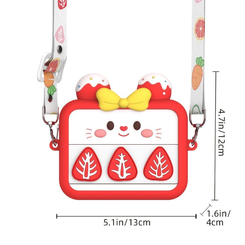 Lányok Fruits Red Strawberry Szilikon Cartoon Box Cross Body Card Válltáskák