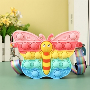 Lányok Szilikon Aranyos Pillangós Válltáska Állítható Hírvivő Táska Érme Pénztárca Gyerekeknek Dekompressziós Pop Fidget Játékok