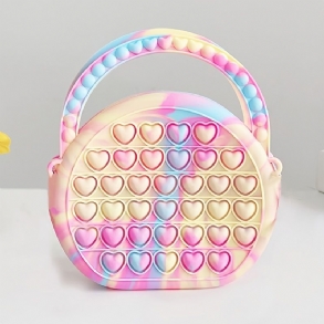 Lányok Szilikon Aranyos Szív Alakú Kézitáskák Futártáska Válltáska Gyerekeknek Dekompressziós Pop Fidget Játékok