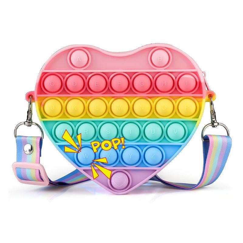 Pop Pénztárca Lányoknak Cross Body Bag Heart Pop Válltáskák Fidget Játékok