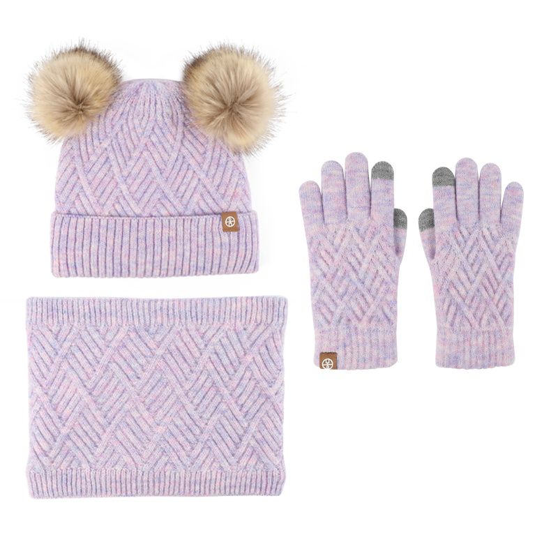 3db Bébi Beanie Sapka Sál Kesztyű Szett Csecsemő Kisgyermek Téli Meleg Kötött Pomokkal És Kesztyűkkel És Sállal Fiúknak Lányoknak