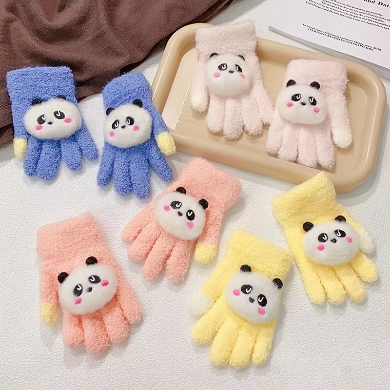 Kids Lányok Cute Bear Full Fingers Kötött Kesztyűk Meleg Tél