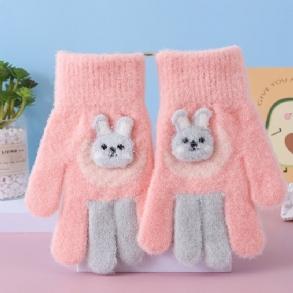 Lányok Full Finger Gloves Téli Meleg Hidegálló Aranyos Gyermekkesztyű