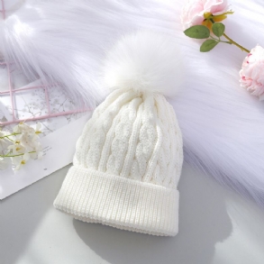 Kids Lányok Pom-pom Decor Beanie Sapka