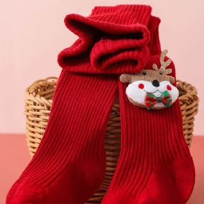 1pár Lányok Elk Christmas Socks Térdig Magasított Zokni
