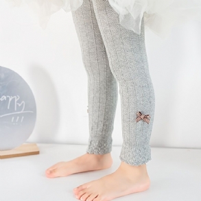 1db Gyermek Combig Érő Zokni Baba Alkalmi Egyszínű Kötött Leggings Masnival