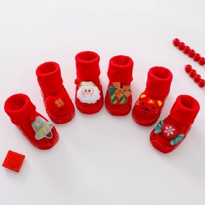 Karácsonyi Ajándék Baba Csúszásmentes Zokni Kínai Stílusú Gyermek Padlózokni Őszi Tél Plusz Bársony Vastag