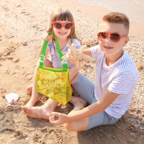 4db Beach Toys Nettáska Gyermek Shell Gyűjtemény Táska Hordozható Cipzárral Tárolására Fiúk Lányok