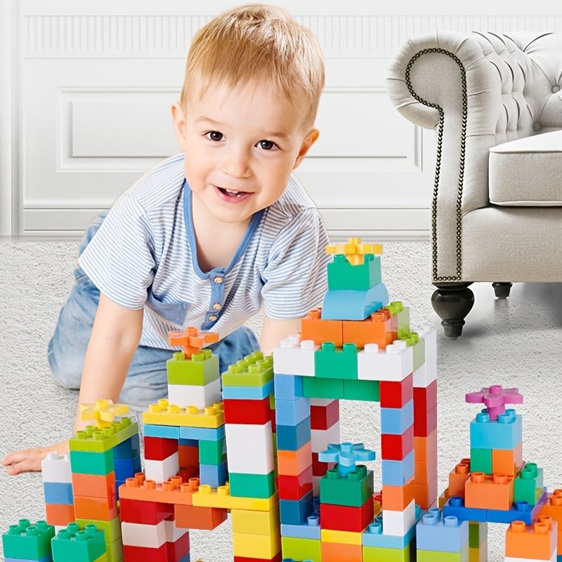 Nagy Szemű Építőkocka Gyerekeknek Méretű Összeszerelő Puzzle Fiúknak Lányoknak Játék Babáknak 2-3-6 Éves Korig Kompatibilis Lego Debao-val (zsákos)