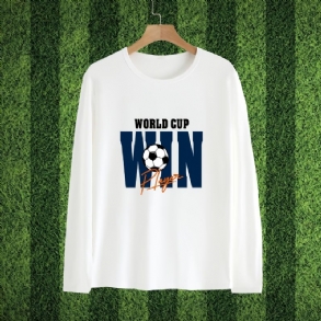 Kisfiúk Hosszú Ujjú Póló Futball Betűvel Nyomtatott Kerek Nyakú Felső Gyerekruhák