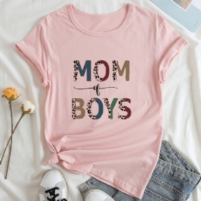 Mom Of Fiúk Graphic Print Crew Neck Póló Alkalmi Bő Rövid Ujjú Divatos Nyári Pólók Felsők Női Ruházat