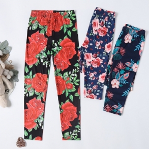 3db Lányok Alkalmi Vintage Virágmintás Leggings Télre