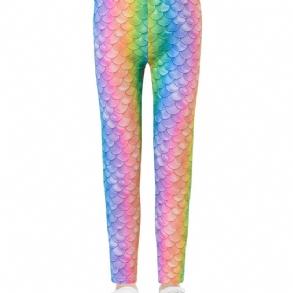 Lányok Rainbow Mermaid Nyomtatott Leggings Jóga Nadrágok Gyerekruhák