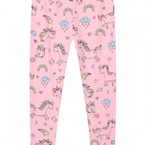 Lányok Stretch Puha Leggings Aranyos Unicorn Full Print Pants Gyerekruhák