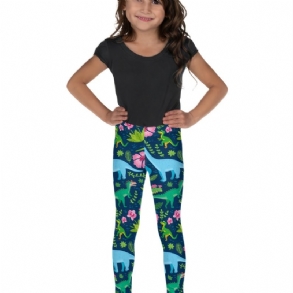 Lányok Tropical Dinosaurs Print Aranyos Szuperpuha Leggings