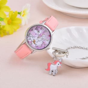 Kids Lányok Unicorn Watch & Charm Karkötő Szett 2db