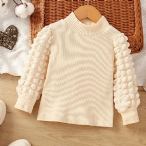 Lányok Crew Neck Puff Sleeve Top