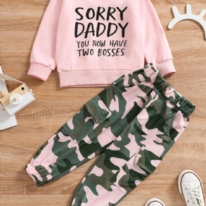 Toddler Lányok Pulóver És Camo Cargo Pants Sorry Daddy Two Bosses