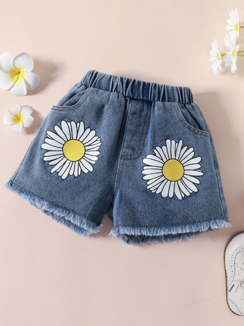 2db Lányok Botanical Flower Print Shorts & Puff Sleeve Top