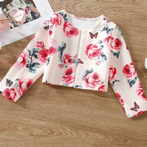 Bébi Lányok Cardigan Kabát Hosszú Ujjú Rose Butterfly Print Top Gyerekruhák