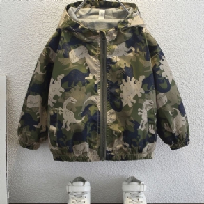 Fiúk Dinosaur Print Camo Dzseki