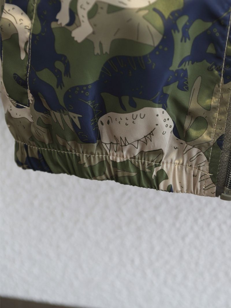 Fiúk Dinosaur Print Camo Dzseki