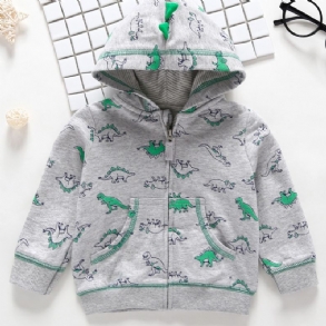 Fiúk Dinosaur Print Pocket Kapucnis Pulóver