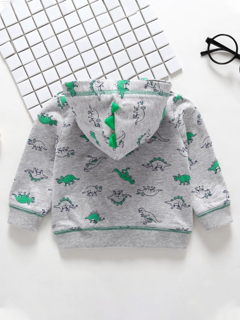 Fiúk Dinosaur Print Pocket Kapucnis Pulóver